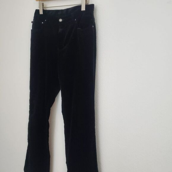 Lauren Ralph Lauren Velvet Bootcut Jeans 6 Black Vintage Grunge Goth Boho - Picture 8 of 12